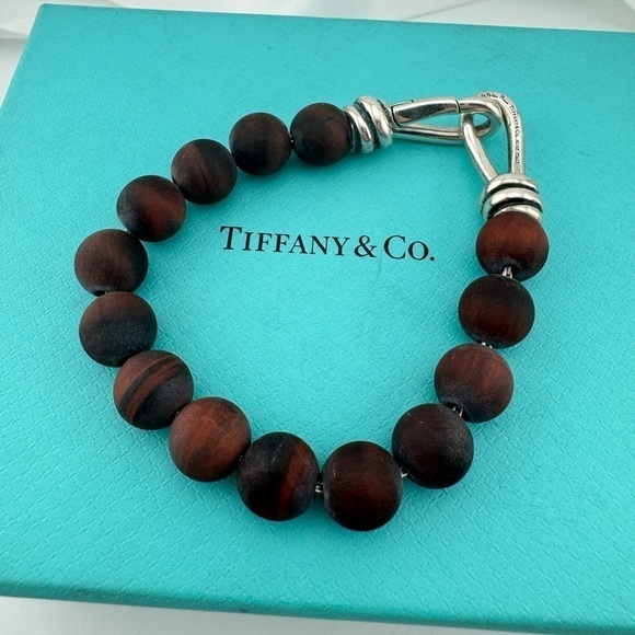 RARE Tiffany & Co. Red Tigers Eye Knot 10mm Bead Bracelet Paloma Picasso - Picture 1 of 9